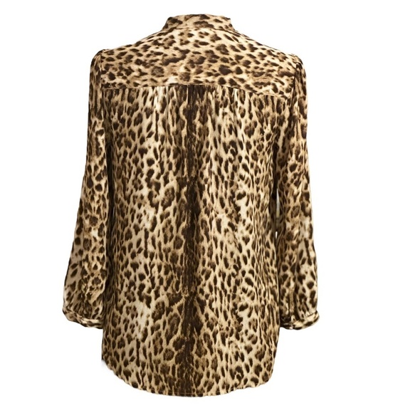 J.Crew Tie Neck Button Down Leopard Print Long Sleeve Size XS EUC - Picture 5 of 15